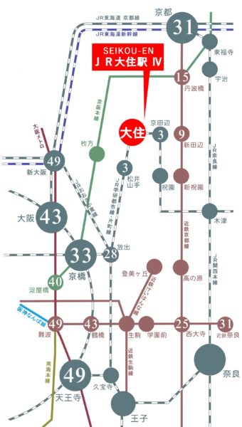 京田辺市大住の新築一戸建て JR大住Ⅳ 誠幸苑 不動産 　路線図